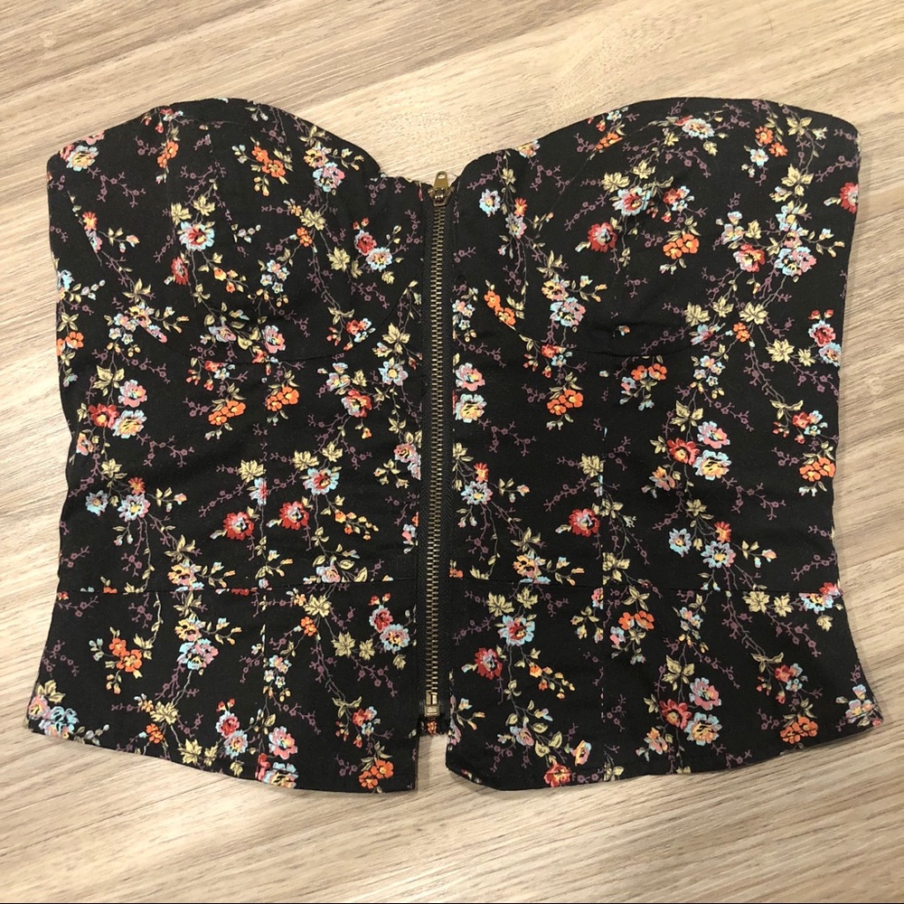 American Rag Zip Front Strapless Bustier Top